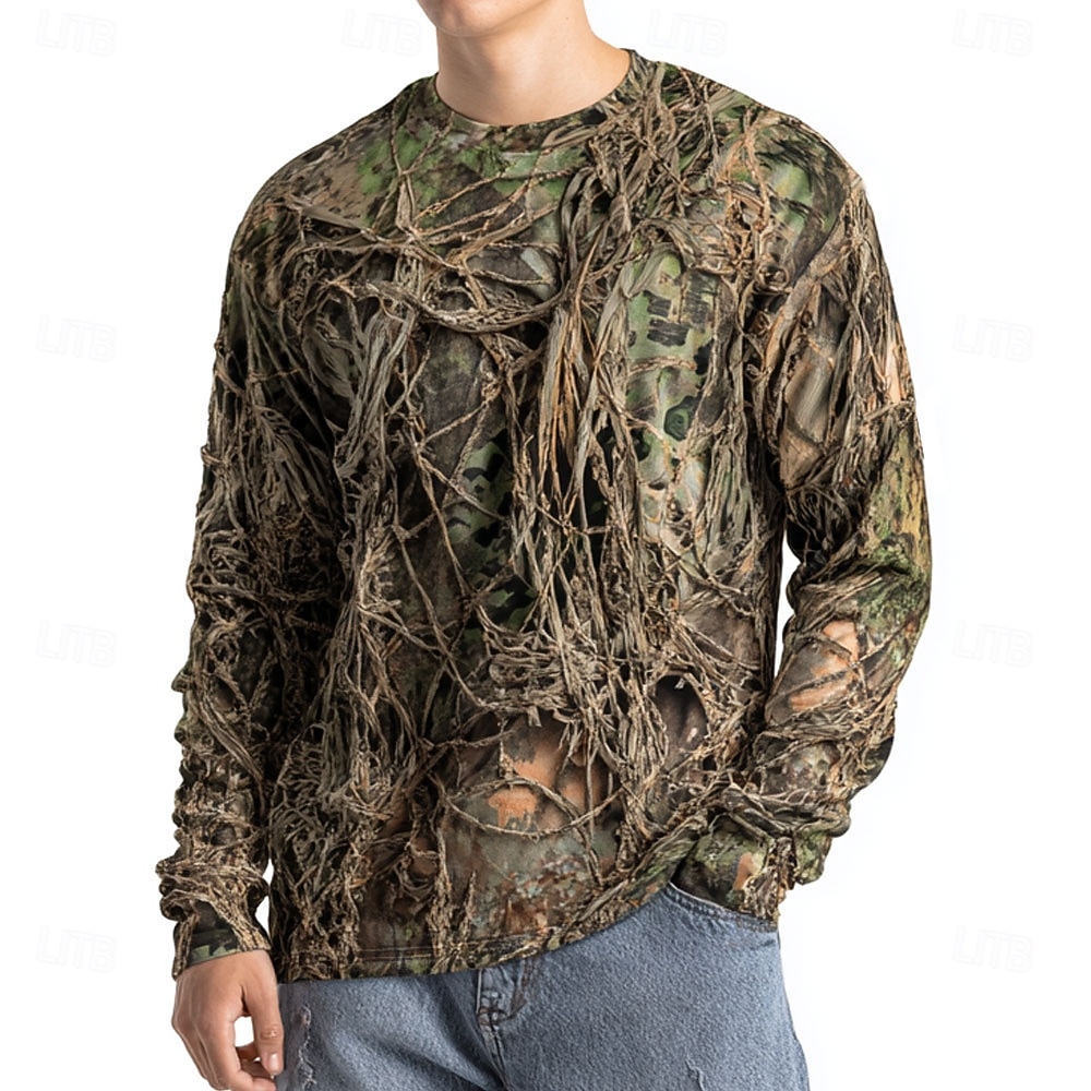 Outdoor Hunting Graphic Tees - Erkek Kamuflaj Hayvan Desenli Uzun Kollu,