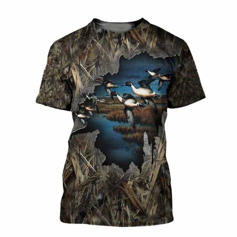 Outdoor Hunting Graphic Tees - Erkekler Camo Ördek Avı 3D Baskı