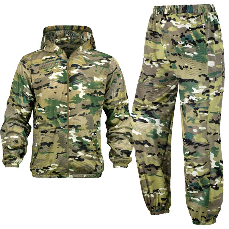Hunting Outdoor Apparel - Yazlık Serin File Kamuflaj Takımı Kapüşonlu