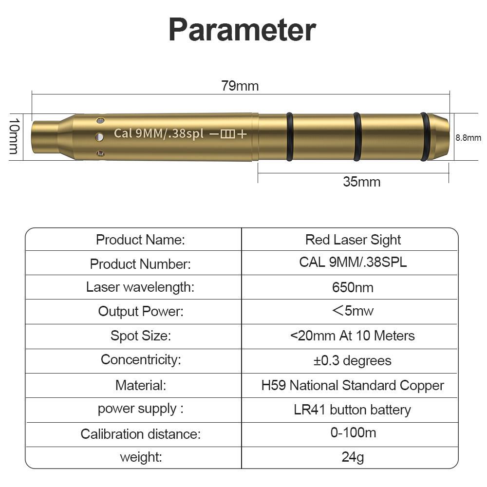 Outdoor Hunting Lab - 9 MM/38SPL Kırmızı Lazer Boresighter Kartuş