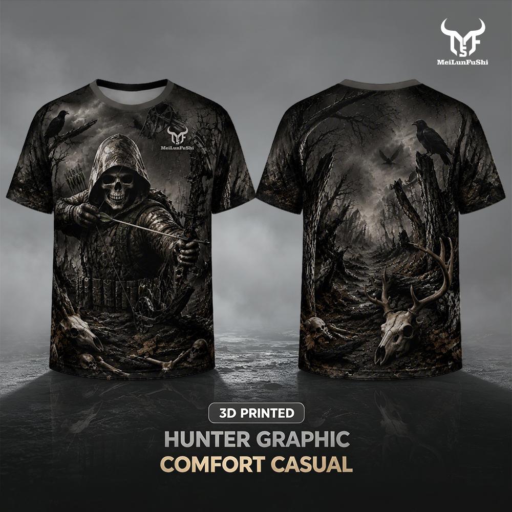 Gotik Kafatası Okçu 3D Baskılı - Outdoor Hunting Graphic Tees incelemesi ve fiyatı
