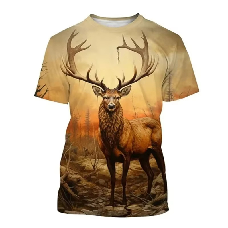 Deer 3D Printing T-shirt Funny - Outdoor Hunting Graphic Tees incelemesi ve fiyatı