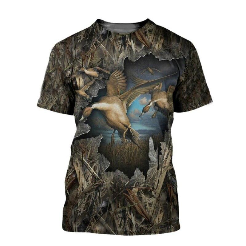 Erkekler Camo Ördek Avı 3D Bas - Outdoor Hunting Graphic Tees incelemesi ve fiyatı