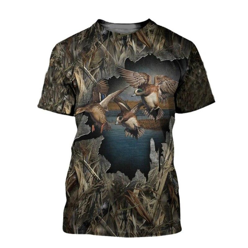 Erkekler Camo Ördek Avı 3D Bas - Outdoor Hunting Graphic Tees incelemesi ve fiyatı