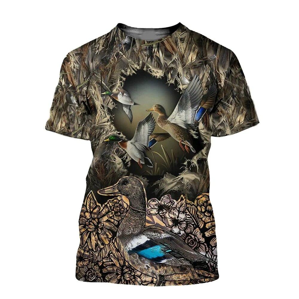 Erkekler Camo Ördek Avı 3D Bas - Outdoor Hunting Graphic Tees incelemesi ve fiyatı